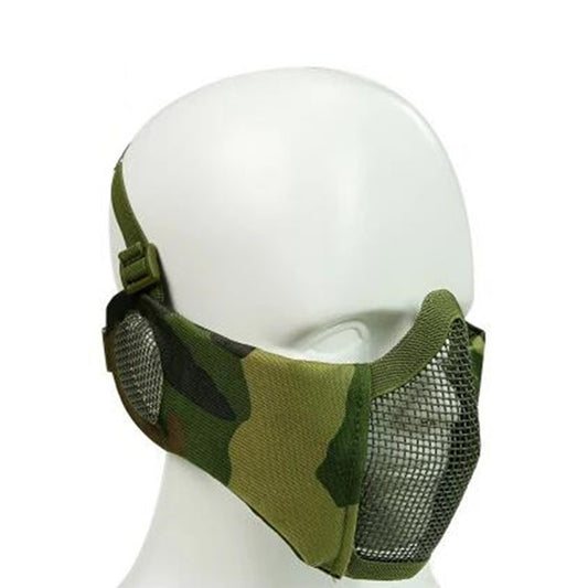 WoSporT Half Face Metal Net Field Ear Protection Outdoor Cycling Steel Mask(Jungle Camouflage) by bashfashion