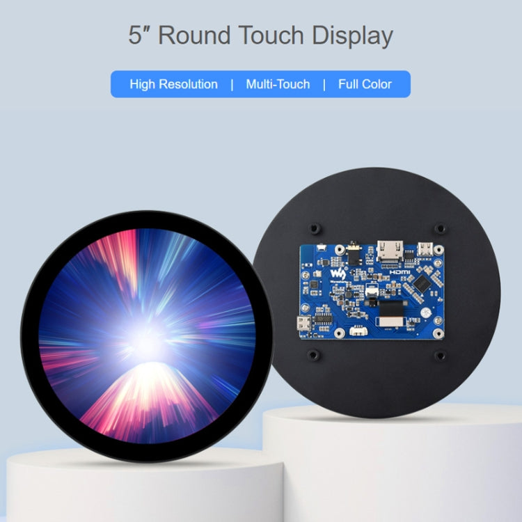 Waveshare 1080x1080 IPS Optically Bonded 5-Inch HDMI Circular 10-Point Touch Screen(24369) by WAVESHARE