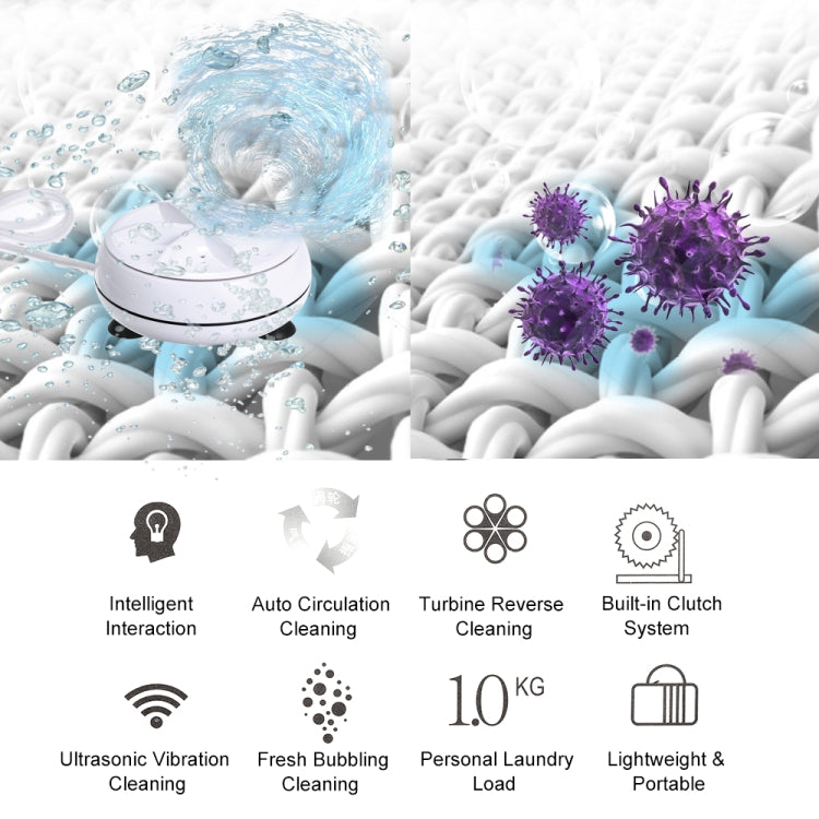 3 in 1 Portable Mini Washing Machine Ultrasonic Turbine Clothes Mini Washer with USB Cable Convenient for Travel by bashfashion