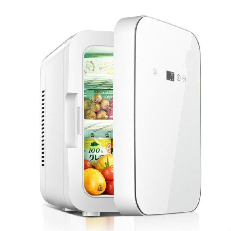Somate SMT-8L Digital Display Car Home Dual-use Mini Refrigerator, Color:White Tempering Door, Specification:CN Plug by bashfashion
