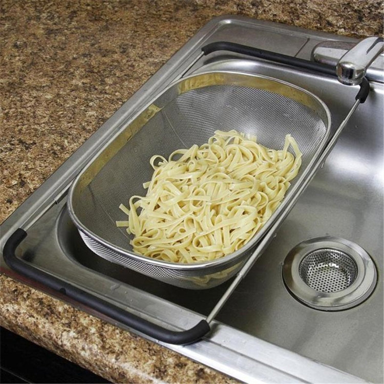 Stainless Steel Foldingf Filter Kitchen Tools Drainage Household Retractable Vegetable Fruit Basket, Size:24x34x11cm by bashfashion