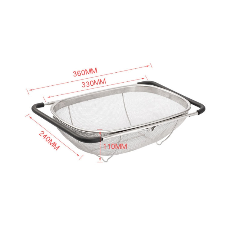 Stainless Steel Foldingf Filter Kitchen Tools Drainage Household Retractable Vegetable Fruit Basket, Size:24x34x11cm by bashfashion