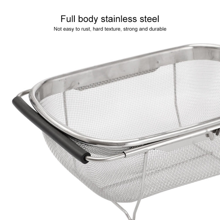 Stainless Steel Foldingf Filter Kitchen Tools Drainage Household Retractable Vegetable Fruit Basket, Size:24x34x11cm by bashfashion