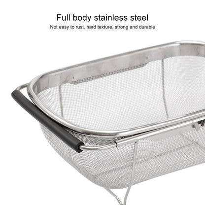 Stainless Steel Foldingf Filter Kitchen Tools Drainage Household Retractable Vegetable Fruit Basket, Size:24x34x11cm by bashfashion