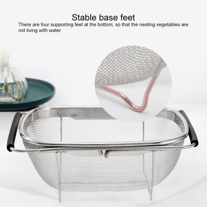 Stainless Steel Foldingf Filter Kitchen Tools Drainage Household Retractable Vegetable Fruit Basket, Size:24x34x11cm by bashfashion