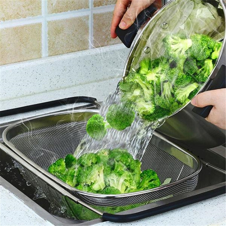 Stainless Steel Foldingf Filter Kitchen Tools Drainage Household Retractable Vegetable Fruit Basket, Size:24x34x11cm by bashfashion