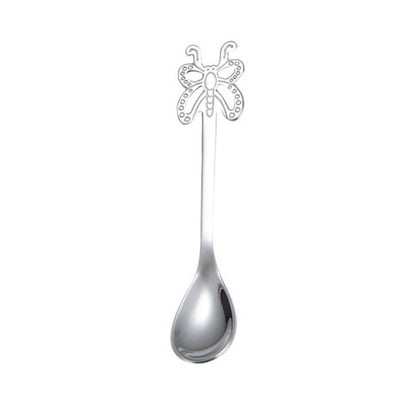Multicolor Stainless Steel Butterfly Coffee Spoon Fruit Cold Drink Ice Cream Dessert Tea Spoon, Color:Silver by bashfashion