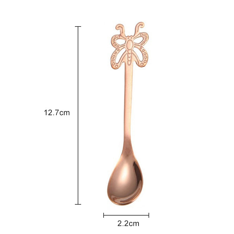 Multicolor Stainless Steel Butterfly Coffee Spoon Fruit Cold Drink Ice Cream Dessert Tea Spoon, Color:Rose Gold by bashfashion