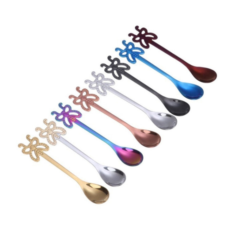 Multicolor Stainless Steel Butterfly Coffee Spoon Fruit Cold Drink Ice Cream Dessert Tea Spoon, Color:Rose Gold by bashfashion