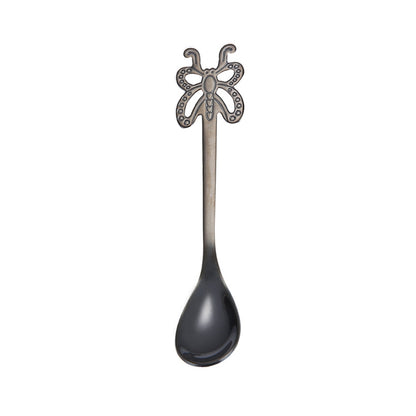 Multicolor Stainless Steel Butterfly Coffee Spoon Fruit Cold Drink Ice Cream Dessert Tea Spoon, Color:Black by bashfashion