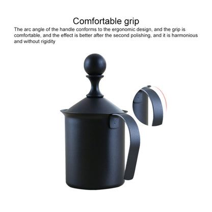 Pump Creamer Stainless Steel Double Mesh Manual Coffee Milk Foam Frothing Pitcher Froth Pump Foamer Cup, Capacity:400cc by bashfashion