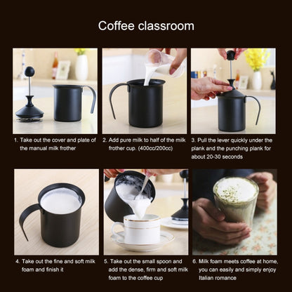 Pump Creamer Stainless Steel Double Mesh Manual Coffee Milk Foam Frothing Pitcher Froth Pump Foamer Cup, Capacity:400cc by bashfashion