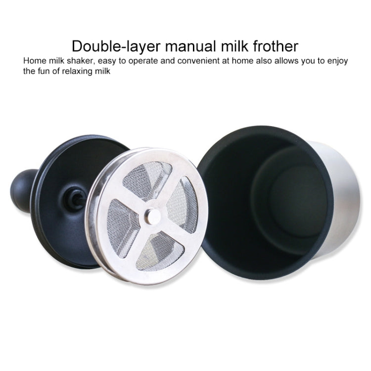 Pump Creamer Stainless Steel Double Mesh Manual Coffee Milk Foam Frothing Pitcher Froth Pump Foamer Cup, Capacity:800cc by bashfashion