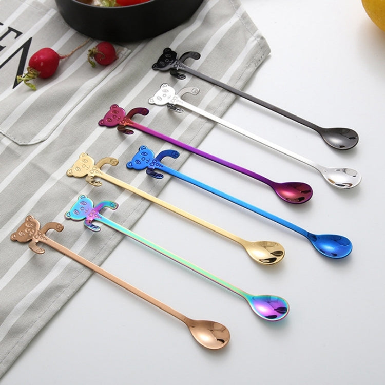 Cute Bear Spoon Long Handle Spoons Coffee Drinking Tools(Purple) by bashfashion