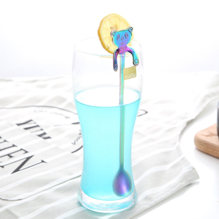 Cute Bear Spoon Long Handle Spoons Coffee Drinking Tools(Purple) by bashfashion