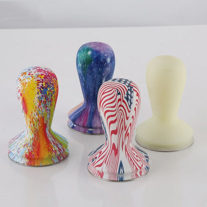 58mm Coffee Tamper Coloured Silicone Frosted Handle Coffee Hammer 304 Stainless Steel Powder Press Coffee Accessories Milk White by bashfashion