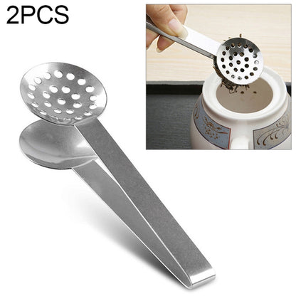 2 PCS Stainless Steel Round Teabag Tongs Tea Bag Squeezer Holder Grip(Silver) by bashfashion