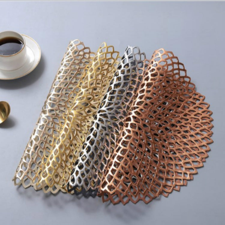 Table Bowl Mats Home Decor Placemat For Dining Table PVC Plastic Hollow Insulation Round Baroque Mediterranean Coaster Pads(Black) by bashfashion