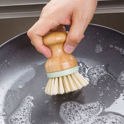 Multifunctional Tool Kitchen Cleaning Brush Wooden Handle Dish Scrubber Pot Pan Dishwasher, Material:Solid wood by bashfashion