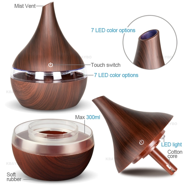 300ml USB Electric Aroma Air Diffuser Wood Ultrasonic Air Humidifier Essential Oil Aromatherapy Cool Mist Maker(Oblique Mouth Light Wood Grain) by bashfashion