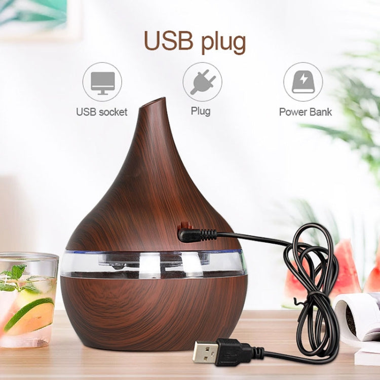 300ml USB Electric Aroma Air Diffuser Wood Ultrasonic Air Humidifier Essential Oil Aromatherapy Cool Mist Maker(Flat Mouth Deep Wood Grain) by bashfashion