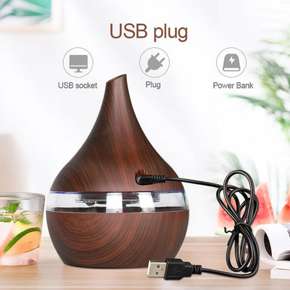 300ml USB Electric Aroma Air Diffuser Wood Ultrasonic Air Humidifier Essential Oil Aromatherapy Cool Mist Maker(Oblique Deep Wood Grain) by bashfashion