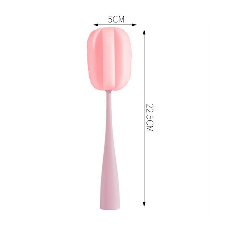 Long Handle Sponge Cup Brush Mug Cleaning Brush Bottle Brush Glass Cup Brush(Pink) by bashfashion
