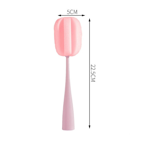 Long Handle Sponge Cup Brush Mug Cleaning Brush Bottle Brush Glass Cup Brush(Pink) by bashfashion
