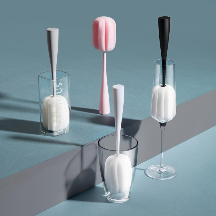 Long Handle Sponge Cup Brush Mug Cleaning Brush Bottle Brush Glass Cup Brush(Black) by bashfashion