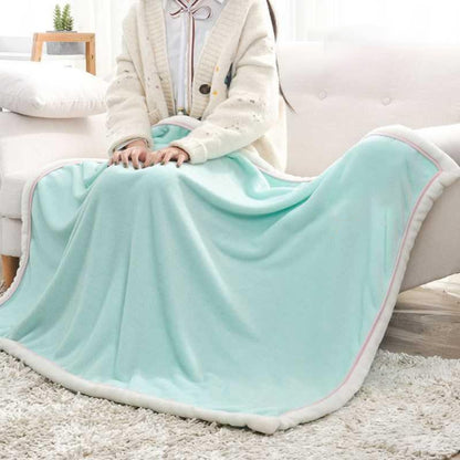 Newborn Cartoon Soild Thicken Double Layer Coral Fleece Soft Infant Blanket Bedding, Size:75x100cm(Green Mermaid) by bashfashion