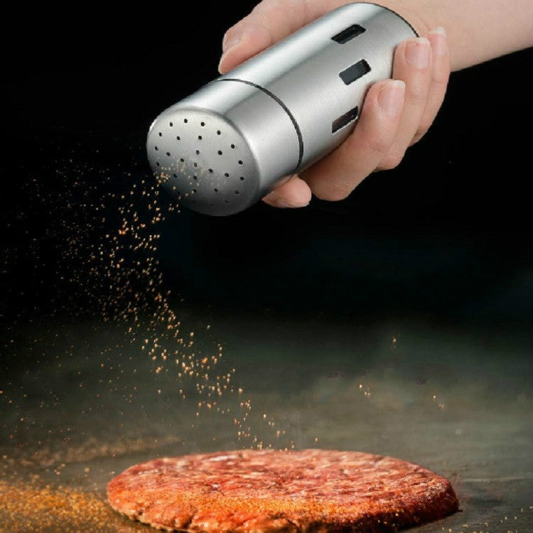 Stainless Steel Sauce Jars Chili Jars Barbecue Condiments Box Seasoning Jar Set, Specification:Large Hole by bashfashion