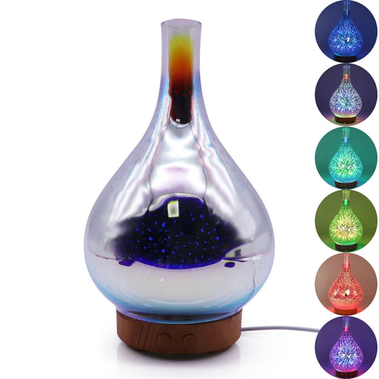 STB-XB10 3D Fireworks 7 Colors LED Night Light Air Humidifier Aroma Essential Oil Diffuser Mist Maker, Plug Type:US Plug(Light Wood Grain) by bashfashion