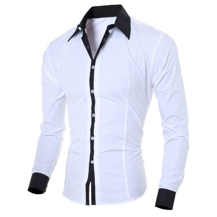 Casual Business Men Dress Long Sleeve Cotton Stylish Social Shirts, Size:L(White) by bashfashion