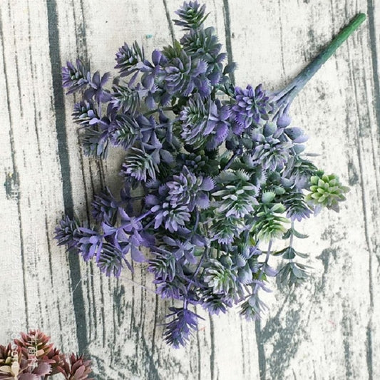 6 Branches Simulation Plant Guanyin Grass Imitation Plastic Flower Home Plant Decoration(Purple) by bashfashion