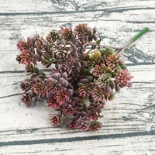 6 Branches Simulation Plant Guanyin Grass Imitation Plastic Flower Home Plant Decoration(Red) by bashfashion