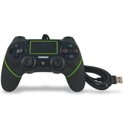 For PS4 Handle Wired Handle Cable Game Controller( Black Green) by bashfashion
