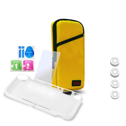 iplay Host Storage Bag Tempered Film + Rocker Cap + Protective Shell 7 in 1 Protection Bag Soft Bag Set For Switch Lite(Yellow) by iplay