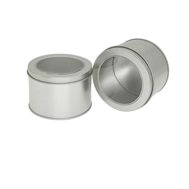 Deep Round Skylight Transparent Window Top Cover Tin Box Food Tea Can Baking Cake Box, Size:9cm x 9cm x 6cm(Silver) by bashfashion