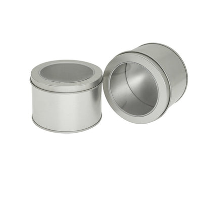 Deep Round Skylight Transparent Window Top Cover Tin Box Food Tea Can Baking Cake Box, Size:9cm x 9cm x 6cm(Silver) by bashfashion