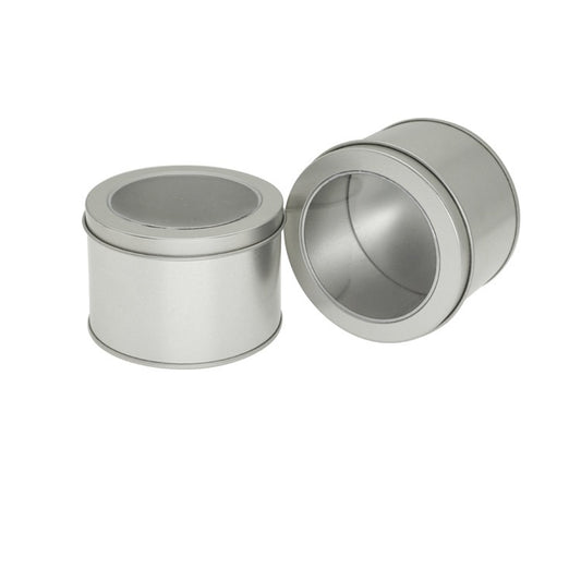 Deep Round Skylight Transparent Window Top Cover Tin Box Food Tea Can Baking Cake Box, Size:9cm x 9cm x 6cm(Silver) by bashfashion