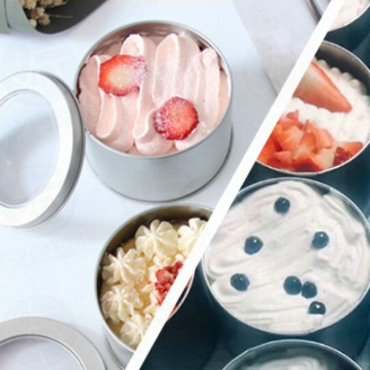 Deep Round Skylight Transparent Window Top Cover Tin Box Food Tea Can Baking Cake Box, Size:9cm x 9cm x 6cm(Silver) by bashfashion