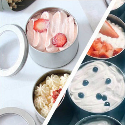 Deep Round Skylight Transparent Window Top Cover Tin Box Food Tea Can Baking Cake Box, Size:9cm x 9cm x 6cm(Silver) by bashfashion