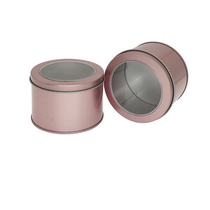 Deep Round Skylight Transparent Window Top Cover Tin Box Food Tea Can Baking Cake Box, Size:9cm x 9cm x 6cm(Rose Gold) by bashfashion