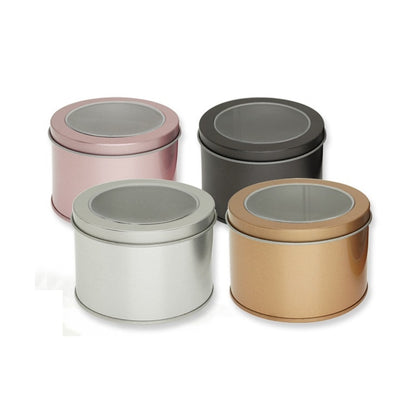 Deep Round Skylight Transparent Window Top Cover Tin Box Food Tea Can Baking Cake Box, Size:9cm x 9cm x 6cm(Rose Gold) by bashfashion