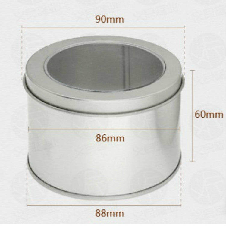 Deep Round Skylight Transparent Window Top Cover Tin Box Food Tea Can Baking Cake Box, Size:9cm x 9cm x 6cm(Dark Grey) by bashfashion
