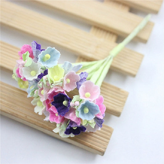 5 Branches DIY Hand-simulated Plum Mini Flocking Cloth Lucky Flower(Multiple Colour) by bashfashion
