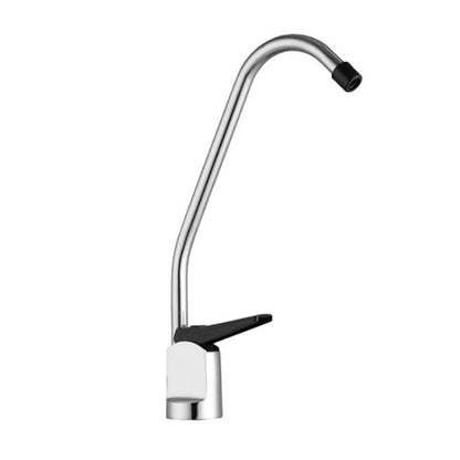 Kitchen Water Purifier Copper Single Cold Basin Gooseneck Shape Faucet(Silver) by bashfashion