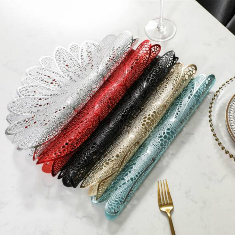 Sunflower Shape Household Fashion PVC Dining Table Placemat Europe Style Kitchen Tools Tableware Pad Coaster Coffee Tea Place Mat(Silver) by bashfashion