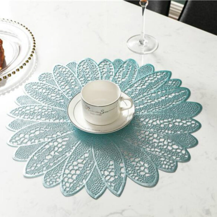 Sunflower Shape Household Fashion PVC Dining Table Placemat Europe Style Kitchen Tools Tableware Pad Coaster Coffee Tea Place Mat(Blue) by bashfashion