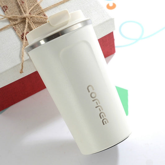 Smart Version Double Stainless steel 304 Coffee Mug Car Thermos Mug Travel Thermo Cup 380ml(White) by bashfashion